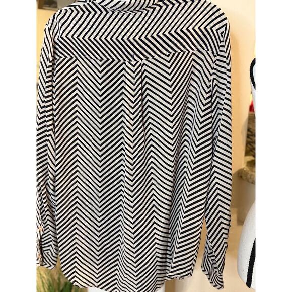 Sport Max Code Striped Button Up Blouse Medium MSRP $475 - Picture 2 of 3